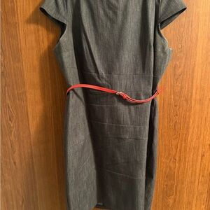 Alyx Charcoal Dress with Vibrant Red Belt